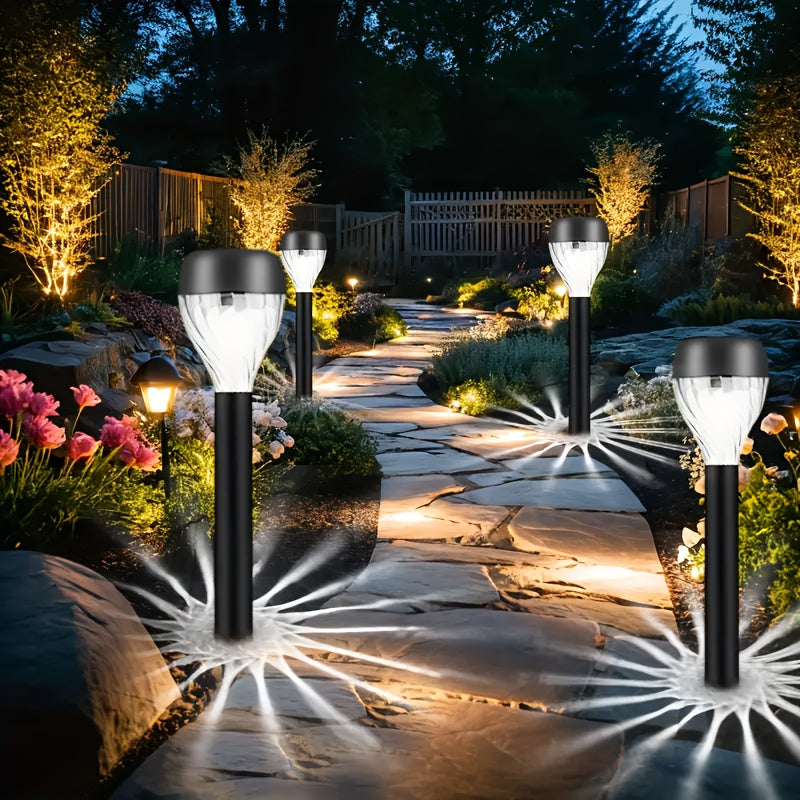 10 Piezas de Luces Solares para Tierra con Tubo Plástico, Iluminación Exterior Adecuadas para Jardín, Patio y Césped