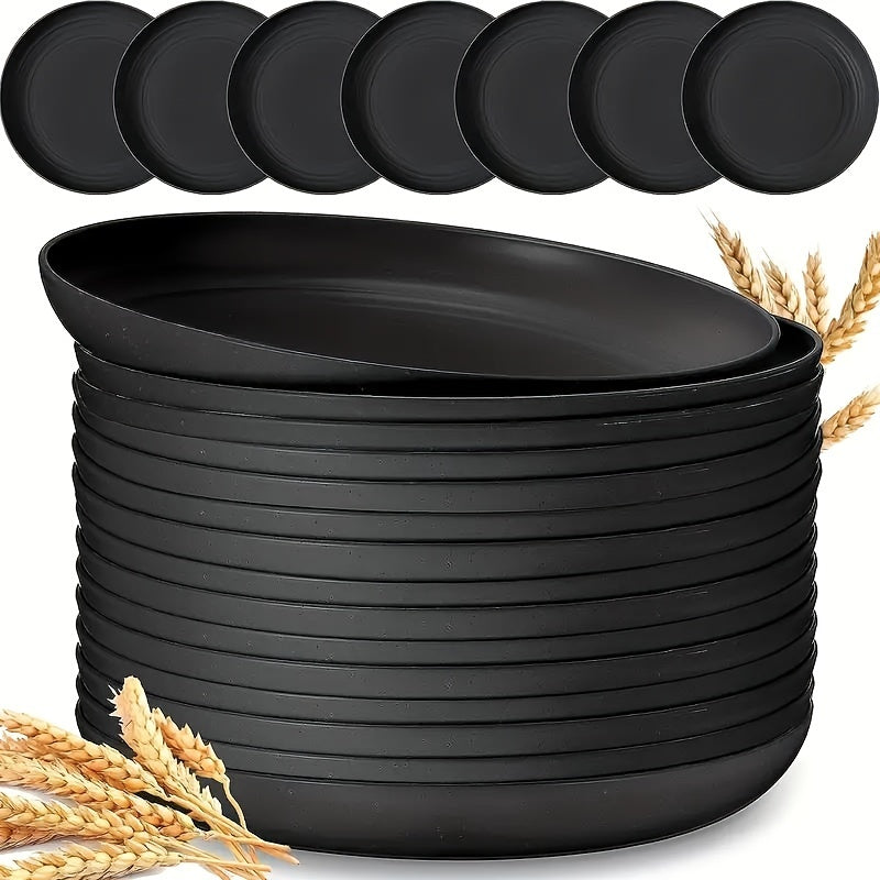 6 piezas de platos redondos de PP, patrón rayado, tema de vacaciones, seguro para lavavajillas, para hogar, picnic, camping, fiesta, RV, cocina y dormitorio