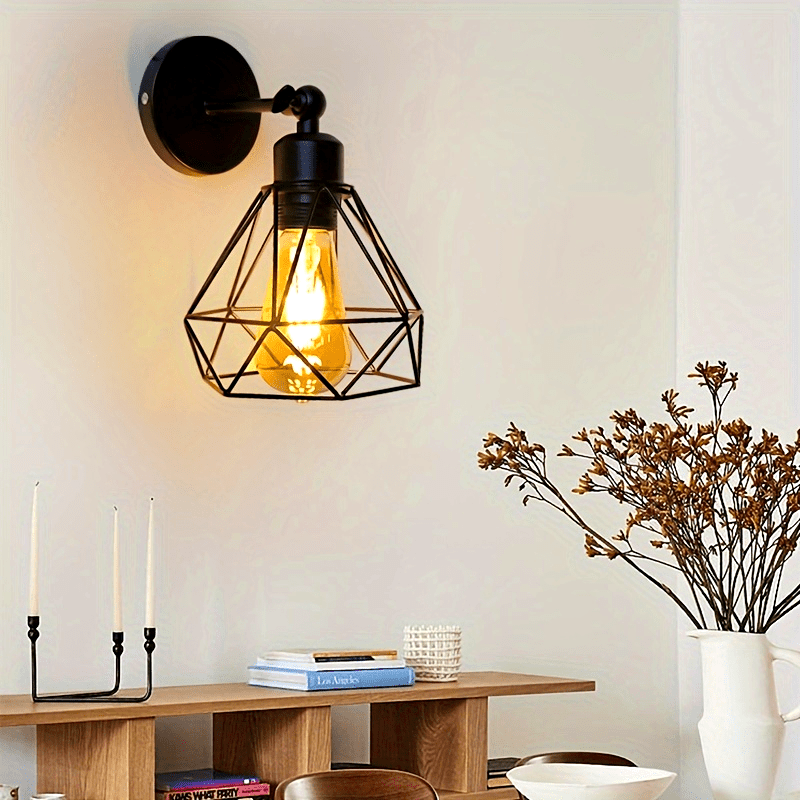 1 pieza, luz de pared ajustable de ángulo vintage negra, base de bombilla E27, luz de pared para sala de estar y dormitorio (sin bombilla)