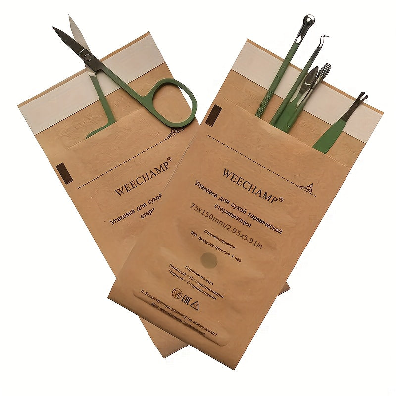 50 piezas de bolsas de almacenamiento auto sellables de papel Kraft, resistentes al calor, para cosméticos, herramientas de uñas y mascarillas, de alta calidad, sin necesidad de electricidad, diseño conveniente.