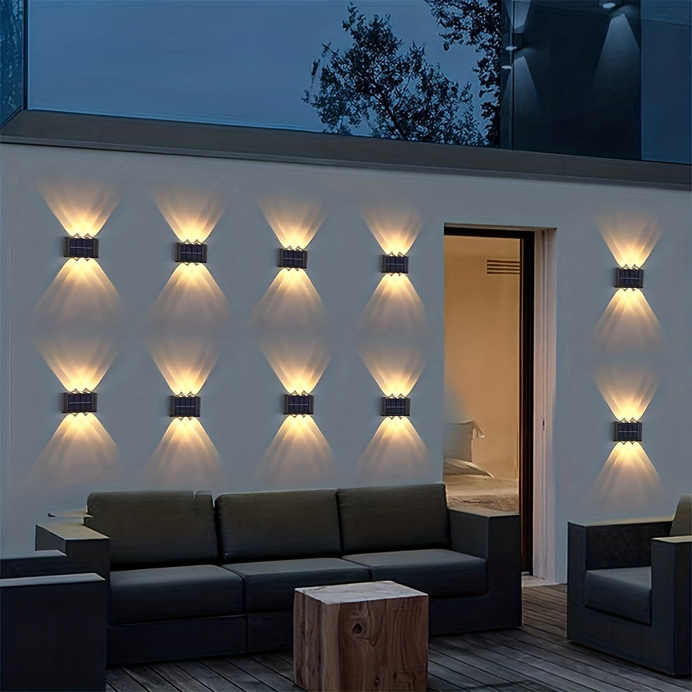 2 paquetes de luces solares para exterior mejoradas, luces solares para jardín con sensor de movimiento y diseño LED para cercas, panel solar de carga rápida y alta eficiencia, decoración duradera para jardín, patio, pasillos y entrada