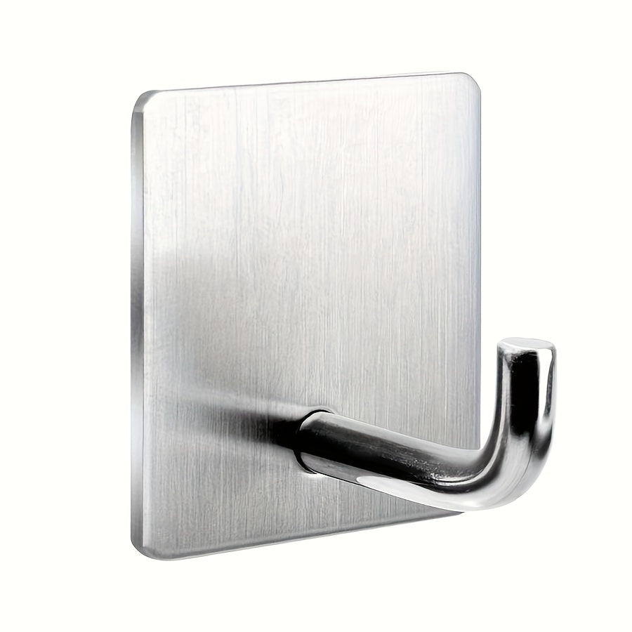 5/21pcs Ganchos Adhesivos de Acero Inoxidable, Ganchos de Pared Fuertes Sin Taladro para Baño, Cocina, Puerta, Ganchos para Toallas y Abrigos de Alta Resistencia, Estilo Contemporáneo, Ganchos de Utilidad