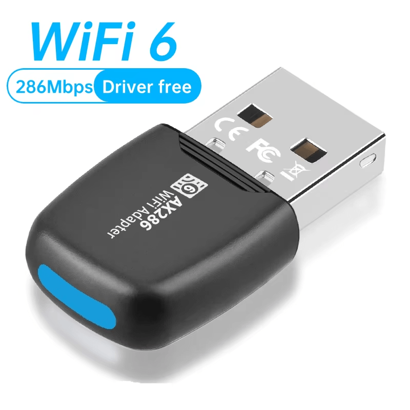 Adaptador inalámbrico WiFi6 USB 286Mbps, adecuado para computadoras de escritorio y portátiles, penetración fuerte de 2,4 GHz, rango de transmisión más largo, solo para Windows/7/10/11, plug and play, no se requiere controlador.