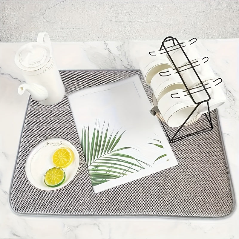 1pc Alfombrilla de secado de platos de cocina, microfibra absorbente, mantel individual antideslizante, resistente al calor, alfombrilla de drenaje, alfombrillas de secado para armarios, alfombrillas de baño