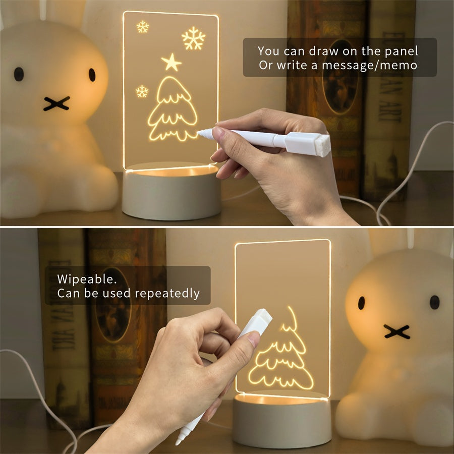 Lámpara decorativa LED Solidolander con pizarra de mensajes, luz cálida, alimentación por USB, diseño moderno, incluye plumón, ideal para sala y dormitorio, regalo perfecto para novia, decoración ambiental, construcción de plástico