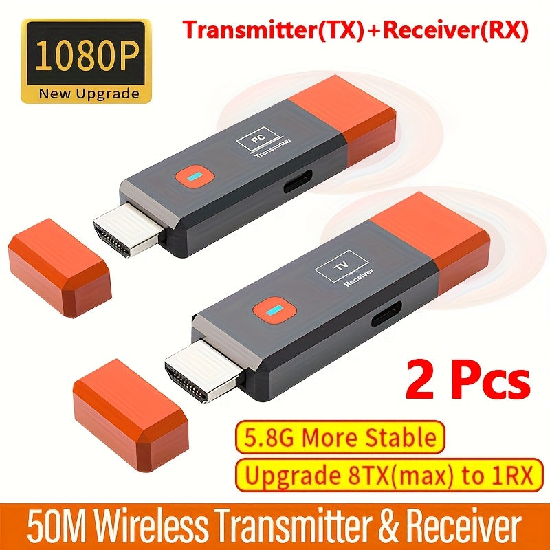 Kit de transmisor y receptor de video HDTV inalámbrico ALYNIC 2025 - Adaptador de dongle USB para PC, portátil a proyector/monitor TV, Plug & Play, entrega de energía de 30W, 480p@60Hz, no requiere batería, convertidor de TV | Diseño elegante | Tecnologí