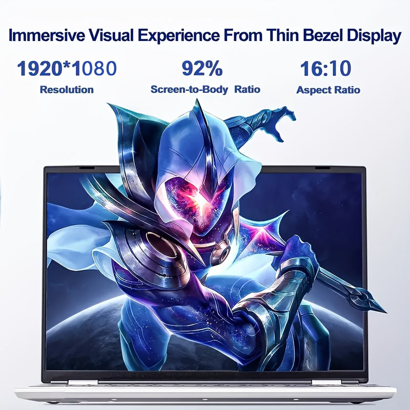 Portátil de 15.6 Pulgadas con 8GB RAM + SSD de 1024GB, Procesador N95, Bisagra 180°, WiFi 6, sin varillas 5.2, USB, Tipo-C, HDTV, Batería de 5000mAh, Altavoces Estéreo Dobles, WiFi Dual Band 5G, Regalo Ideal para Amigos