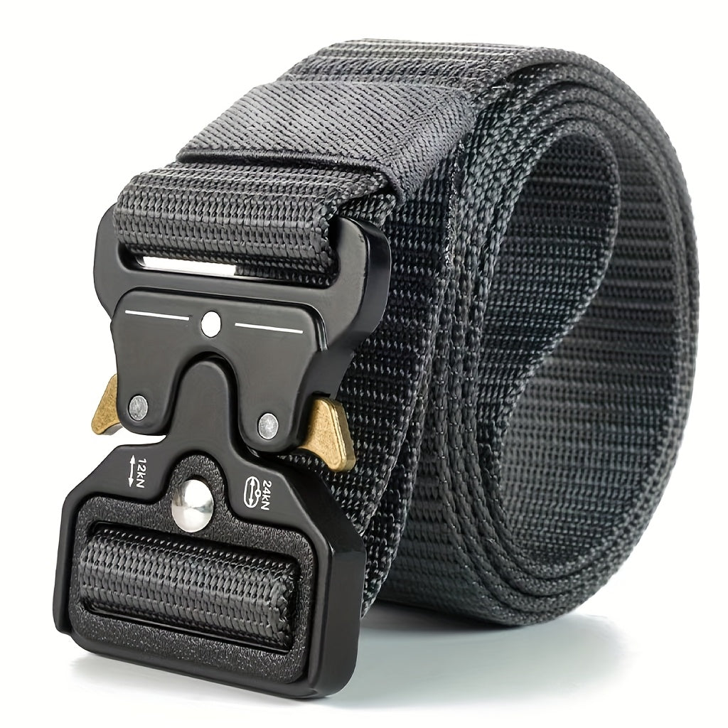 Cinturón táctico para hombre de nailon negro con hebilla automática - Material de lona resistente, ideal para actividades al aire libre y deportes, regalo perfecto para entusiastas del deporte, cinturón deportivo|Estilo táctico|Cinturón con hebilla autom
