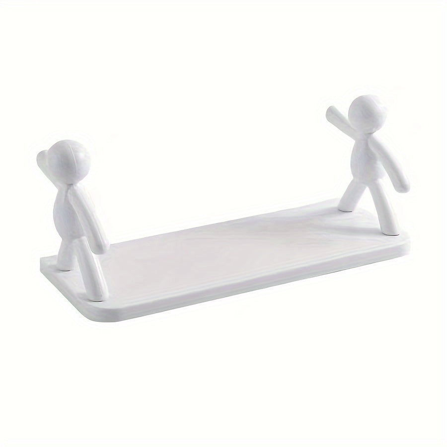 Estante de Pared Versátil sin Taladro - Diseño Humanoid, Perfecto para Baño, Sala de Estar, Dormitorio y Balcón - Plástico Duradero, Sostiene hasta 2.0KG