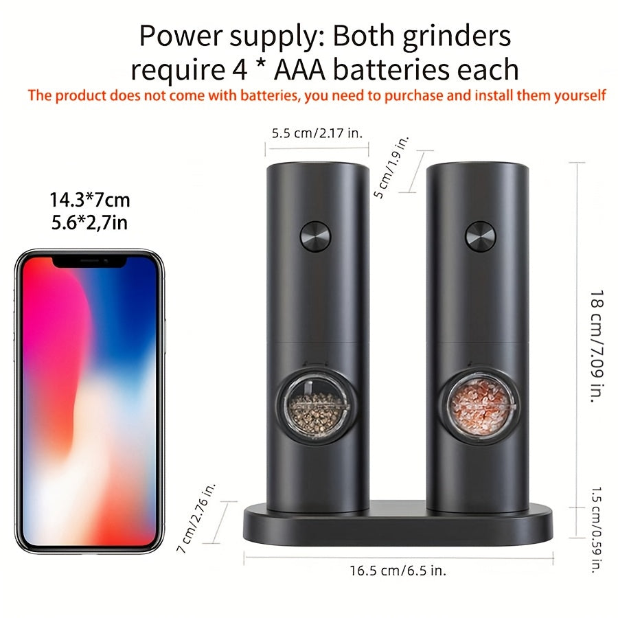 1pc/2pcs Molinillo Eléctrico de Detección Inteligente, Molinillo Eléctrico de Sal y Pimienta, Molinillo Automático de Pimienta Negra, Molinillo de Pimienta Blanca, Conveniente, Duradero y de Alta Apariencia, Adecuado para Cocina Doméstica, Fiestas y Cena
