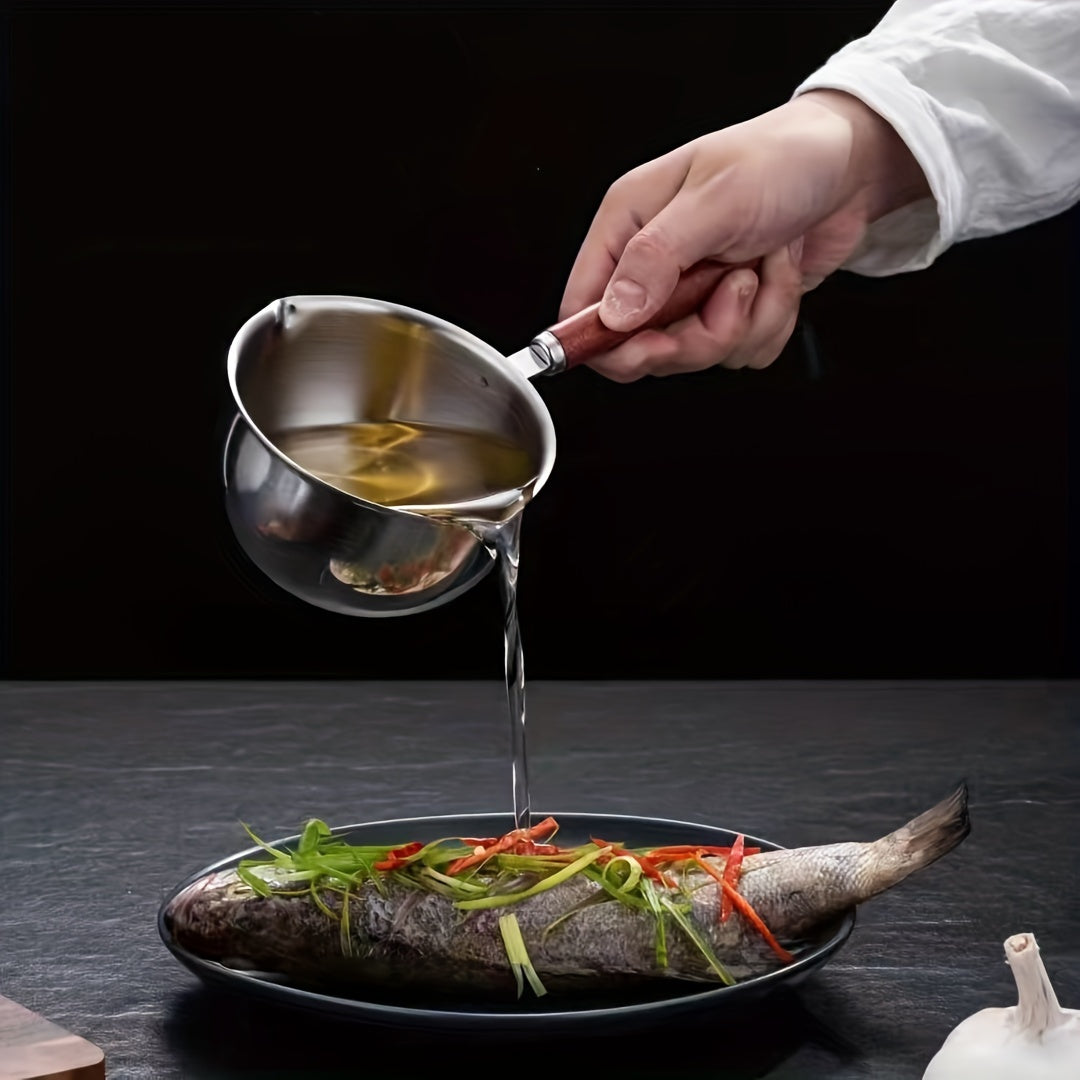 2 piezas de olla de salsa de acero inoxidable - Topper de cocina multifuncional para derretir mantequilla, chocolate y queso, con una olla pequeña para verter aceite, hervir aceite y aceite caliente