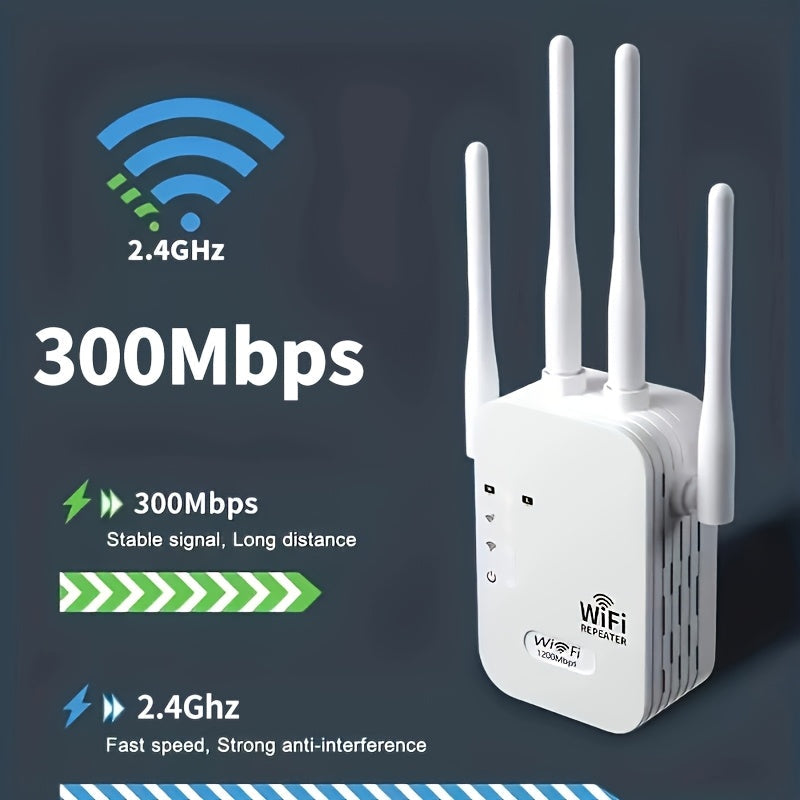 Extensor de WIFI MOMOTER 2025, nuevo, con mejora de señal de WIFI - 2 puertos de red Ethernet, alta velocidad de Internet, compatible con WIFI6, 2,4 GHz - 4 antenas fuertes para recepción de señal, modo AP, compatible con puerto de red Ethernet