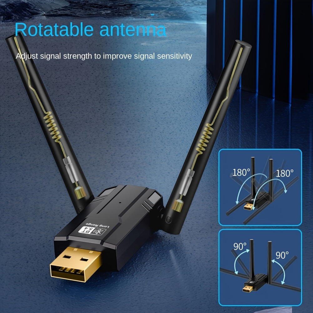 Adaptador inalámbrico 5.4, receptor y transmisor inalámbricos USB, nuevo adaptador inalámbrico dual 5.4 con antena, alcance de transmisión de 150 metros, compatible con versiones inalámbricas 5.3/5.1/5.0/4.0/3.0, para sistemas de sonido inalámbricos/auri