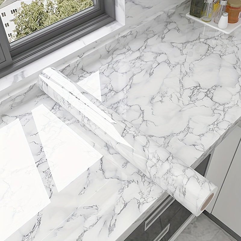 1pc de vinil adhesivo de mármol para encimeras de cocina, 200x40cm, impermeable, resistente al aceite, resistente al calor, papel tapiz DIY para renovación de armarios, estufas, campana extractora