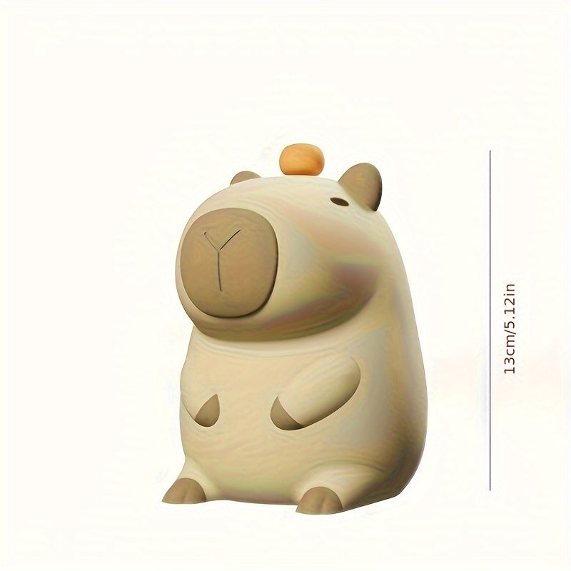 1pieza Moderna Luz Nocturna de Capybara de Silicona, Lámpara de Mesa Rechargeable USB LED con Ajuste de Brillo, Tema de Animal Luz de Dormir para Dormitorio, Accesorio de Mostrador de Escritorio con Batería de Litio, Control de Interruptor