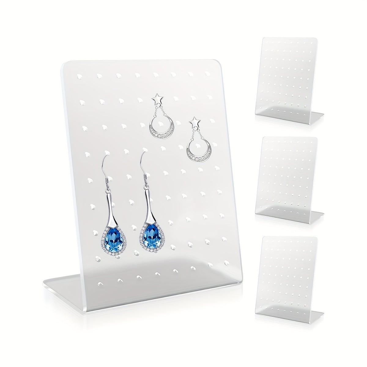 Organizador de aretes acrílico con 72 orificios, 1/2/3/4/10 piezas, soporte para exhibición de joyería, transparente, ideal para venta al por menor, almacenamiento en casa, medidas 10.01 x 7.59 x 5.51 cm, torres para joyería