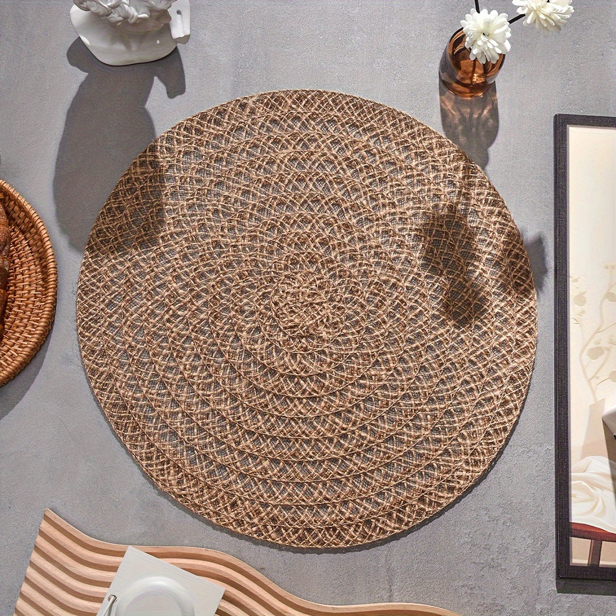 6 piezas de individuales de yute para mesa, decoración de cocina y hogar