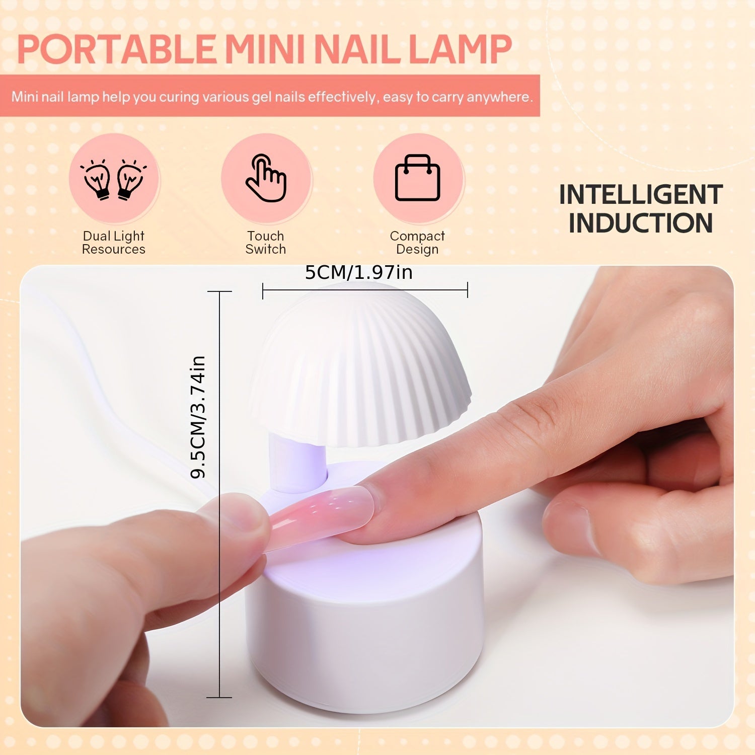 Mini Secador de Uñas con Lámpara - Secador de Esmalte en Gel Alimentado por USB con Diseño de Cúpula para Secado Rápido, Portátil para Hogar y Viaje, Libre de Formaldehído, Sin Pantalla, Máquina de Manicura Compacta, Estilo Elegante, Rendimiento Fiable,