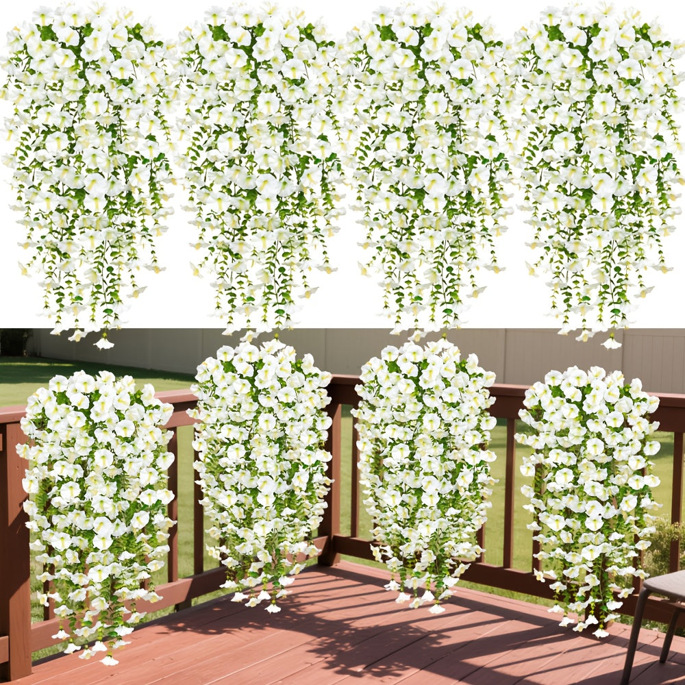 6 Bundles de Flores Blancas Realísticas de Lily Matinal con Greenery - Arreglos Floral Nordic, Flores de Plástico Resistentes al Clima para Bodas, Hogar, Patio, Balcony - Decoration Exterior/Interior de Bajo Mantenimiento - Decor Floral Elegante, Decorat
