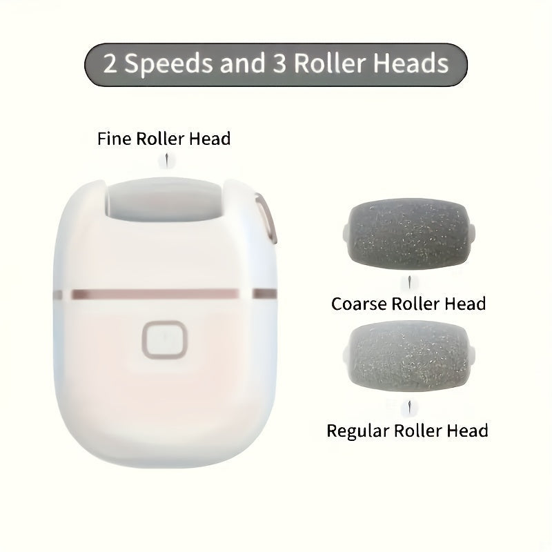 Pulidora eléctrica recargable FEIYBA - Carga USB, 3 cabezales de molienda reemplazables, pulido grueso para piezas secas y agrietadas de color beige claro, portátil y fácil de usar, alimentada por batería de litio, regalo ideal para el Día del Padre y el