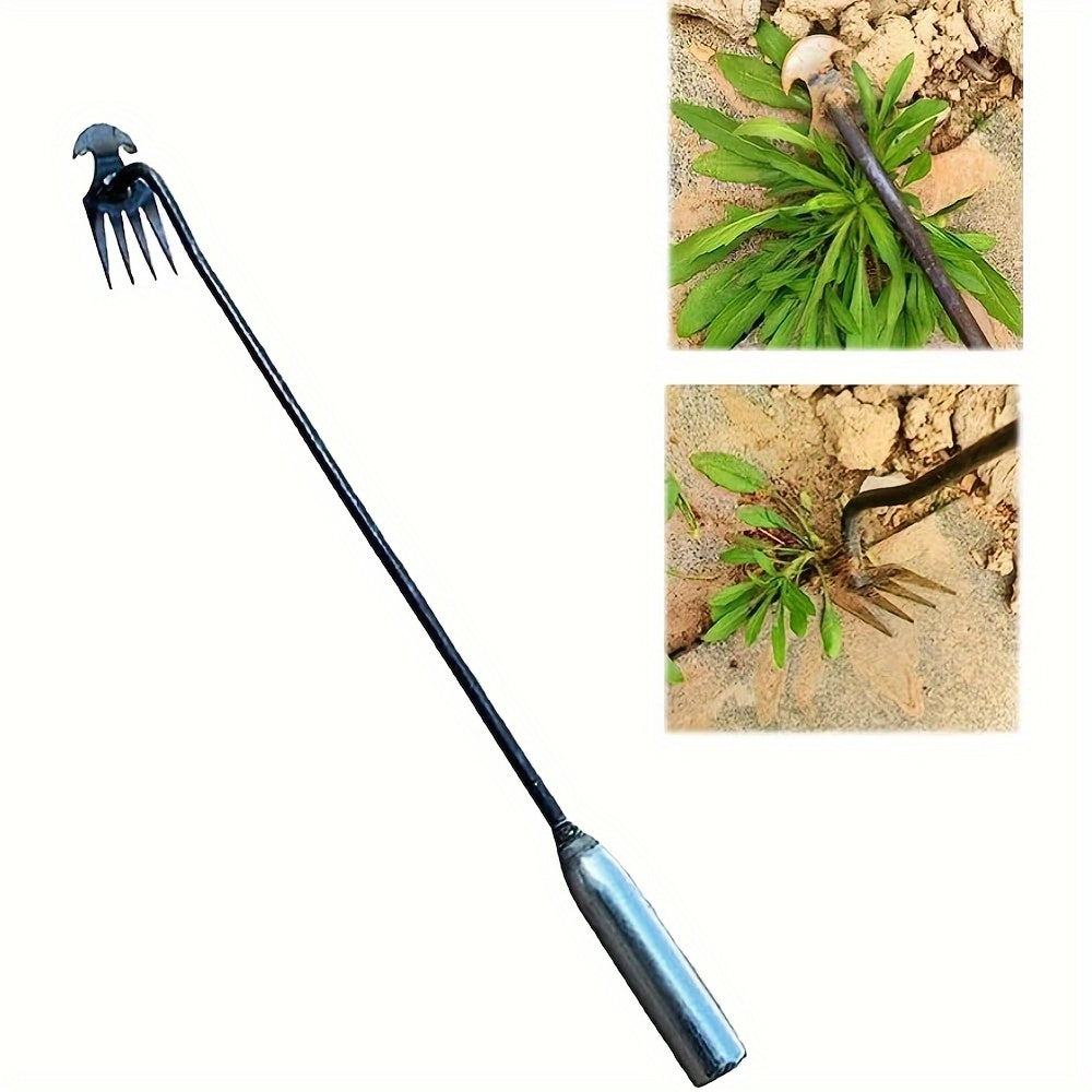 Arrancador de Malezas de Acero de Manganeso Premium - Doble Propósito, Diseño de 4 Dientes para Desbrozar y Jardinería Fácil, Mango Largo Ergonómico, Opciones de 30.0cm / 50.01cm