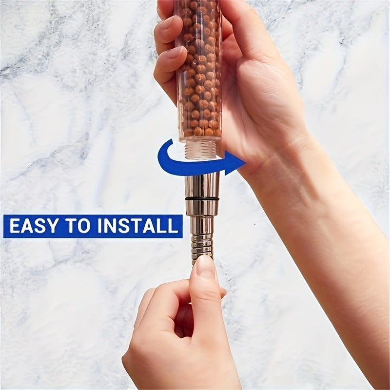 1 pieza de cabeza de ducha de alta presión con sistema de filtración, cabeza de ducha portátil universal de ABS, 3 modos ajustables para luz seca beige y cabello, con agua alcalina ionizada.