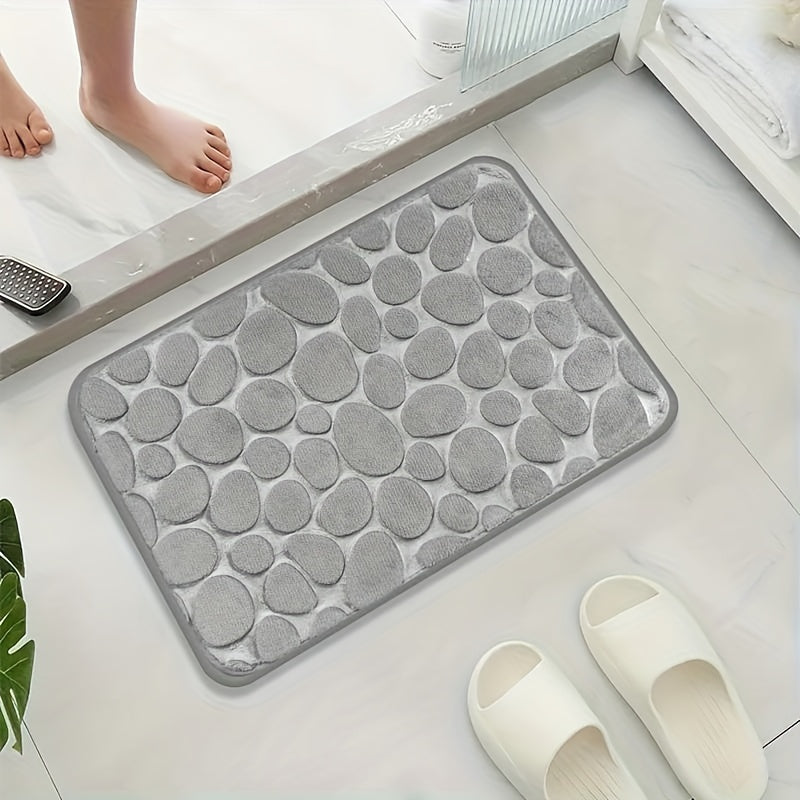 Alfombra de baño con relieve de adoquín, 1 pieza, 100% poliéster, suave, absorbente, antideslizante, lavable, sin parabenos, ideal para decoración de baño y ducha