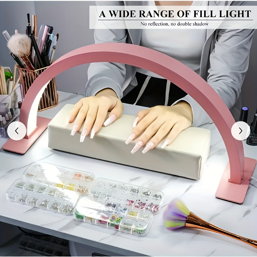 Linterna de Escritorio LED en Forma de Media Luna con Brillo y Temperatura de Color Ajustables, Diseño de Aluminio Alimentado por USB, Ideal para Arte de Uñas, Tatuajes e Iluminación del Espacio de Cuidado de la Piel y Maquillaje, Lámparas de Oficina en
