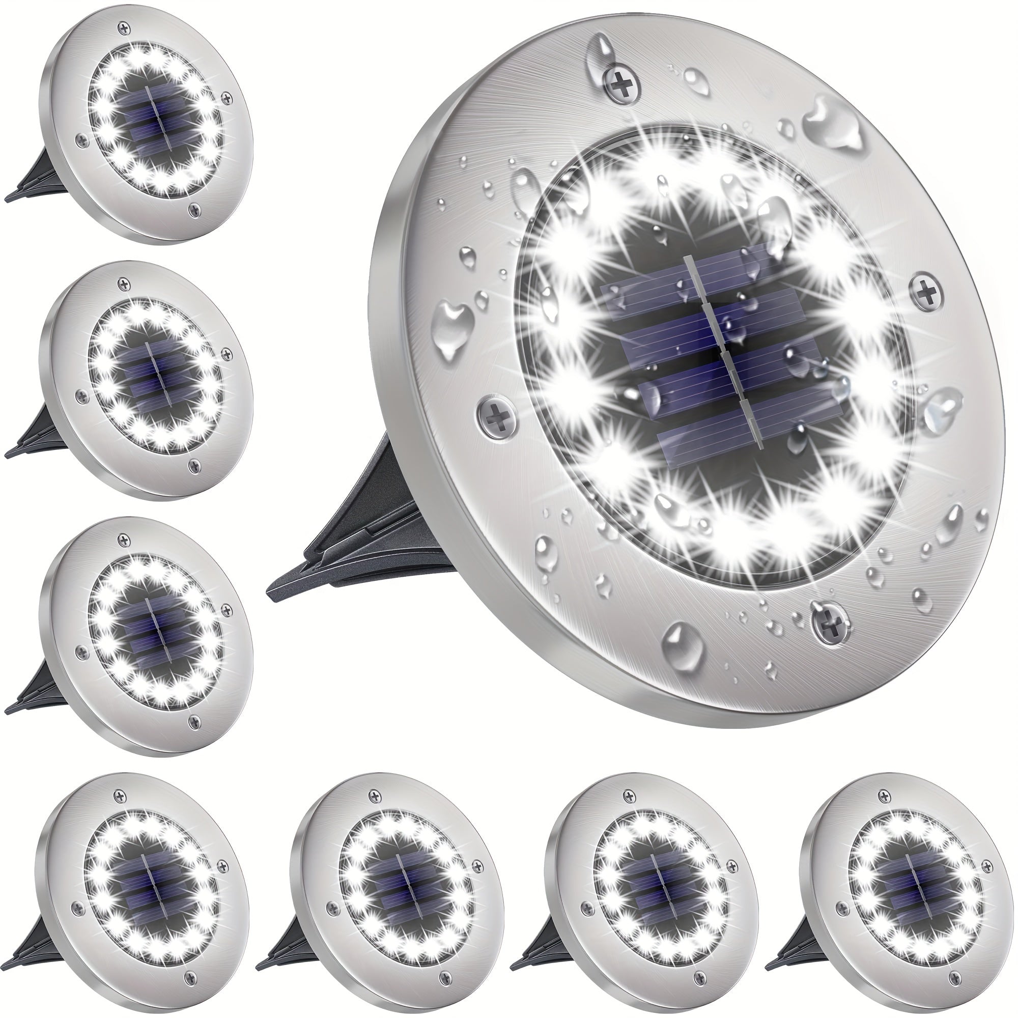 4/8/16 piezas de luces solares para tumbas con 16 LED, luces solares para jardín, camino, césped, entrada o pasillo