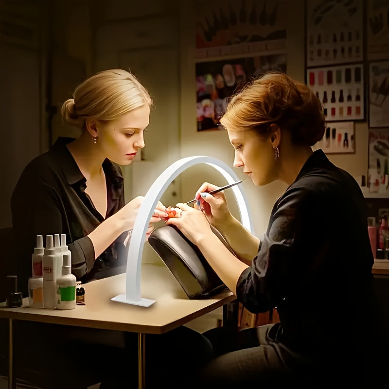 Lámpara de uñas en forma de media luna LED, con brillo y temperatura de color ajustables, adecuada para el cuidado de las uñas, la extensión de pestañas y el cuidado de la piel. Control de botón simple, lámpara de escritorio moderna.