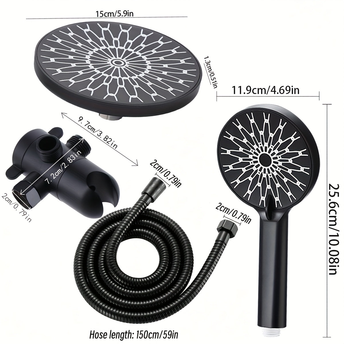 Cabezal de Ducha de Alta Presión de 6" - Acero Inoxidable, Montado en la Pared para una Experiencia de Baño Lujosa en Casa y Hotel