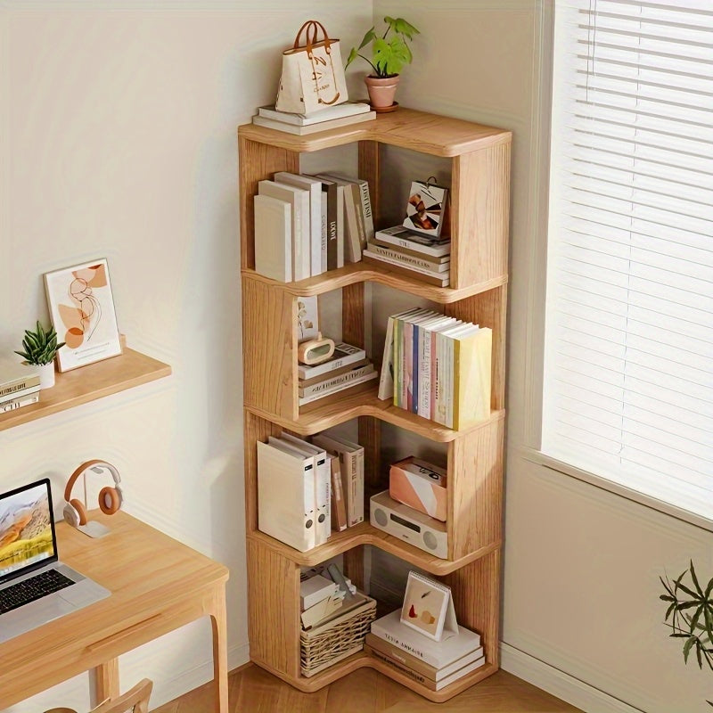 Armario de Esquina Multifuncional de Madera - Estantería Vertical Ahorradora de Espacio, Fácil Montaje, Ideal para Sala, Dormitorio y Oficina, Organizador Minimalista con Estantes Robustos, Solución de Almacenamiento para el Hogar