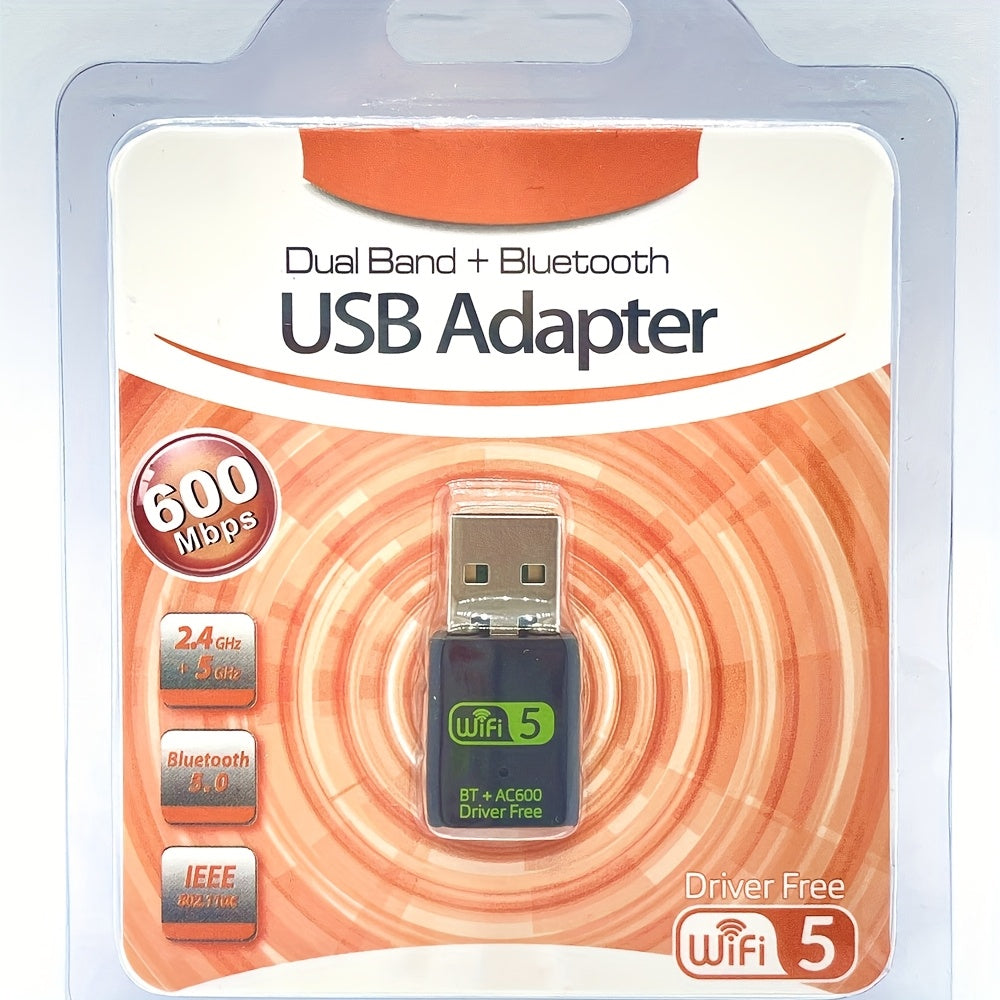 BT5.0 + Wifi 600M, un adaptador inalámbrico/dual propósito y adaptador wifi, adaptador BT5.0/600M tarjeta de red inalámbrica de doble banda, admite tanto wifi como conexiones inalámbricas. Al proporcionar acceso a Internet de alta velocidad, también pued