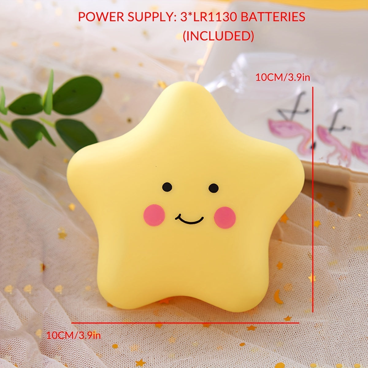 1 pieza de luz nocturna en forma de estrella de silicona, decoración de hogar, estrella de luz nocturna, decoración de dormitorio, estrella de luz nocturna de mesa para habitaciones, incluye baterías