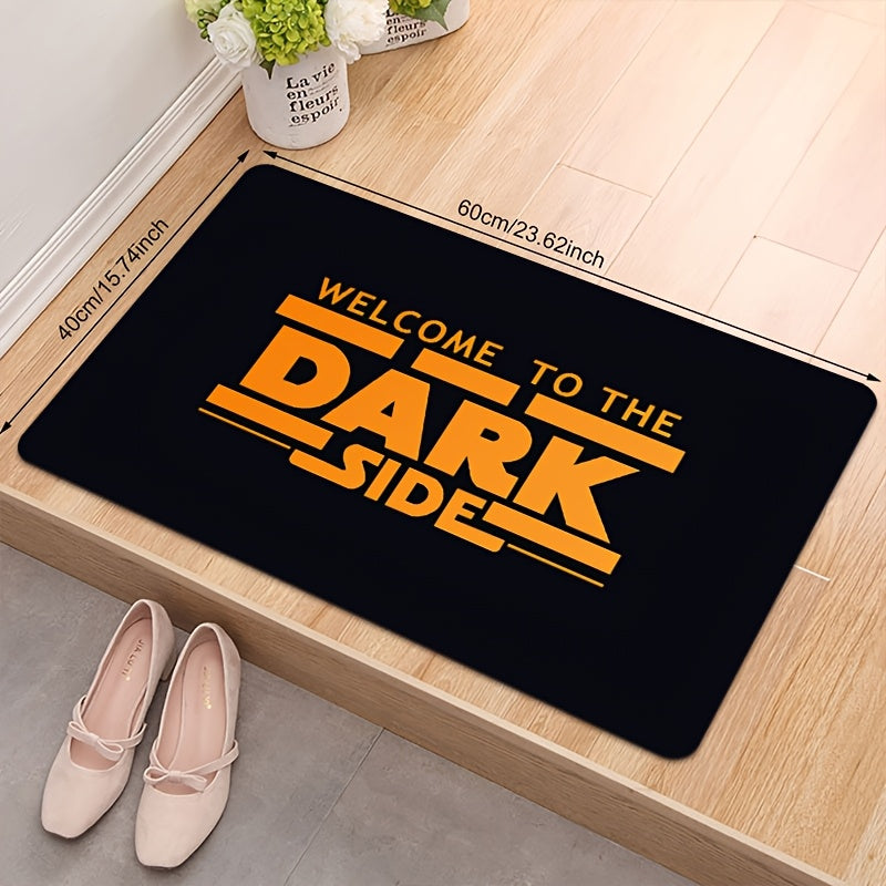 1 alfombra de felpa larga + base de esponja de 1 cm, diseño simple y moderno con estampado de letras OSCURAS, suave y cómoda para lavabo, cuarto de lavado, entrada, comedor, dormitorio, baño, accesorios para baño