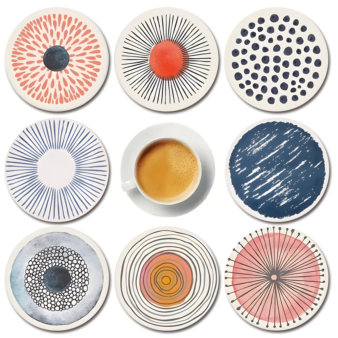 8pcs Posavasos de Café Simples y Elegantes, Posavasos de Madera, Esenciales para Reuniones Familiares de Vacaciones, Adecuados para Bares, Empresas, Hogares, Varios Lugares 9.98cm*9.98cm
