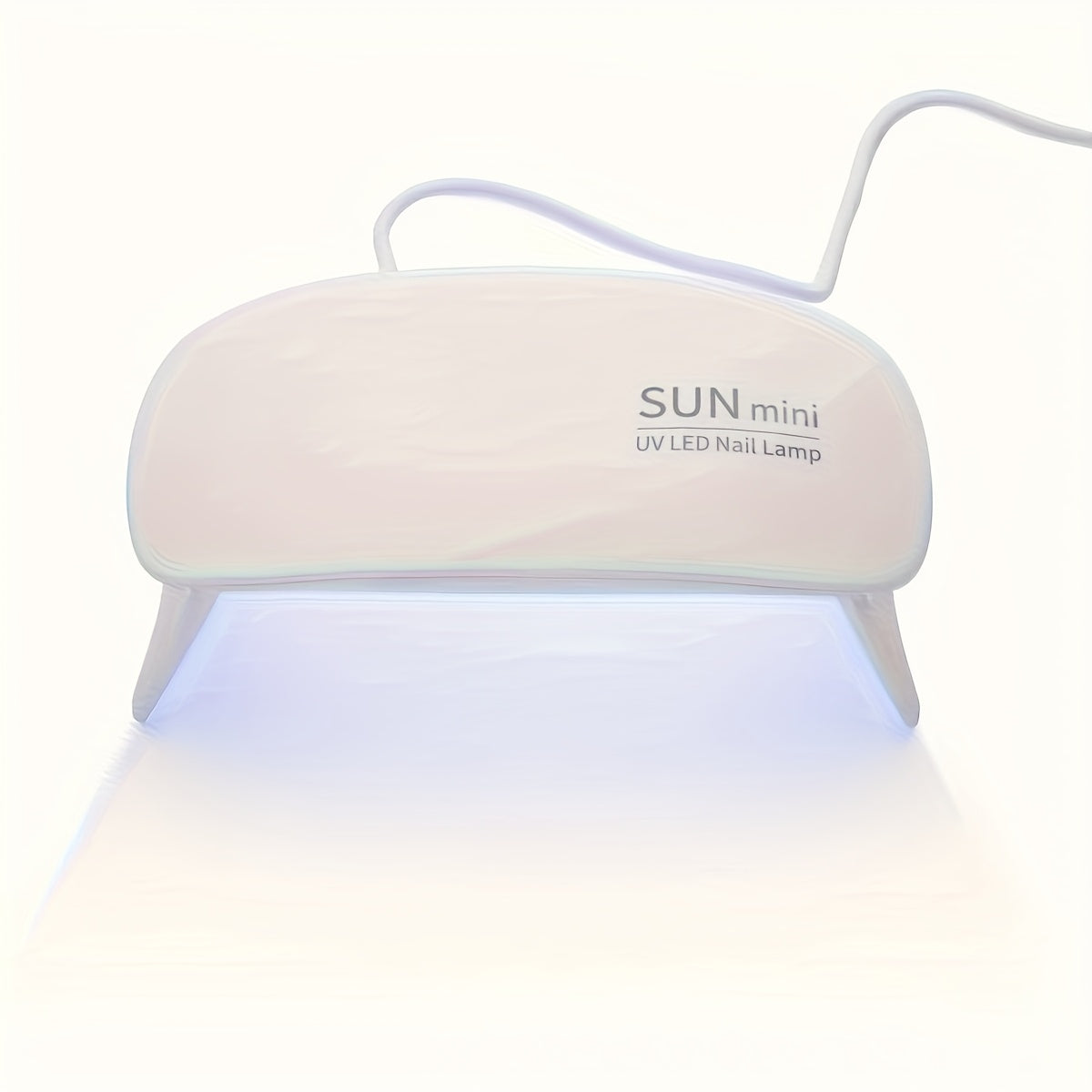 Lámpara de uñas portátil mini con 6 luces LED, color rosa y blanco, alimentación USB, diseño plegable, ideal para esmaltado en gel y secado, perfecta para cuidado de manos, pies y uñas