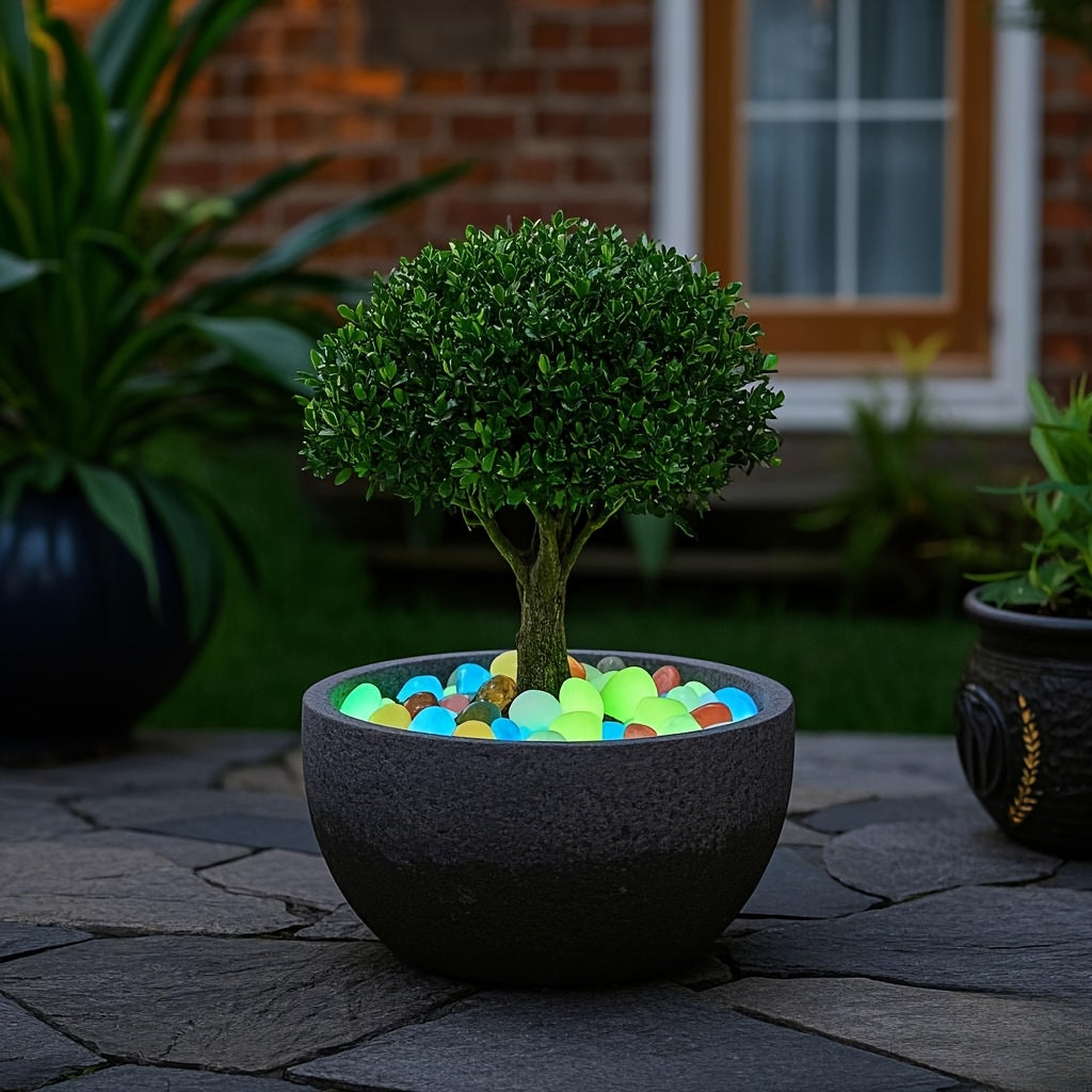 Piedras luminosas vibrantes, 1200 piezas, para decorar jardines, espacios y aceras, con arte metálico para jardín