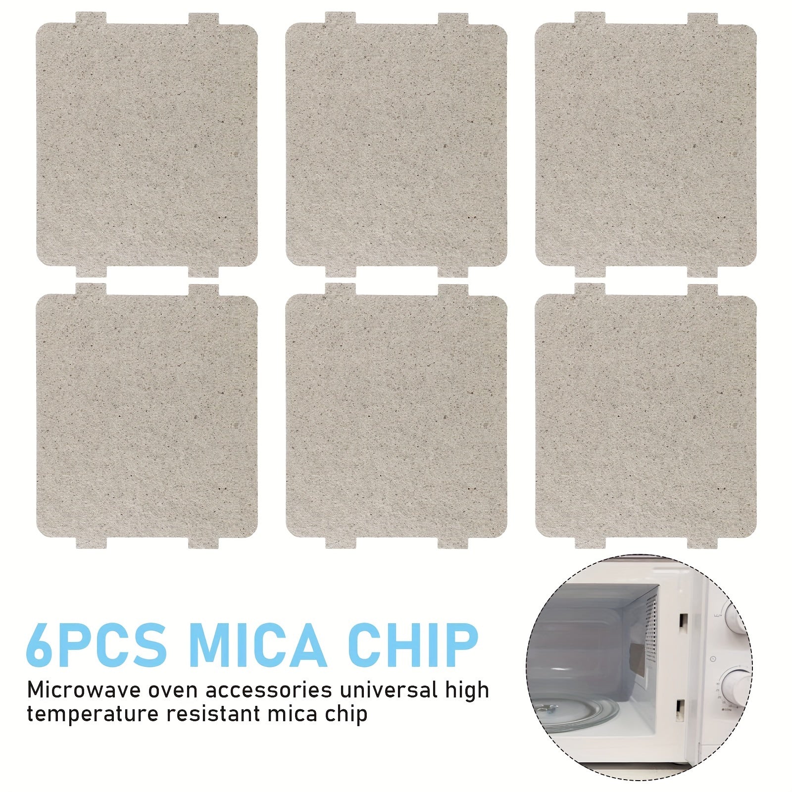 6 piezas Universales de Repuestos de Guías de Onda de Mica para Horno Microondas, Piezas de Repuesto Resistentes a Altas Temperaturas, Hojas de Aislamiento Térmico para Reparación de Microondas