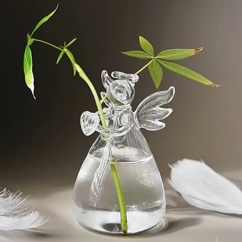 2/3/4 piezas, juego de jarrones de vidrio con diseño de ángel, contenedor de plantas de flores transparentes, jarrón colgante, decoración de hogar para bodas, jardín, adorno colgante de flores, poesía.