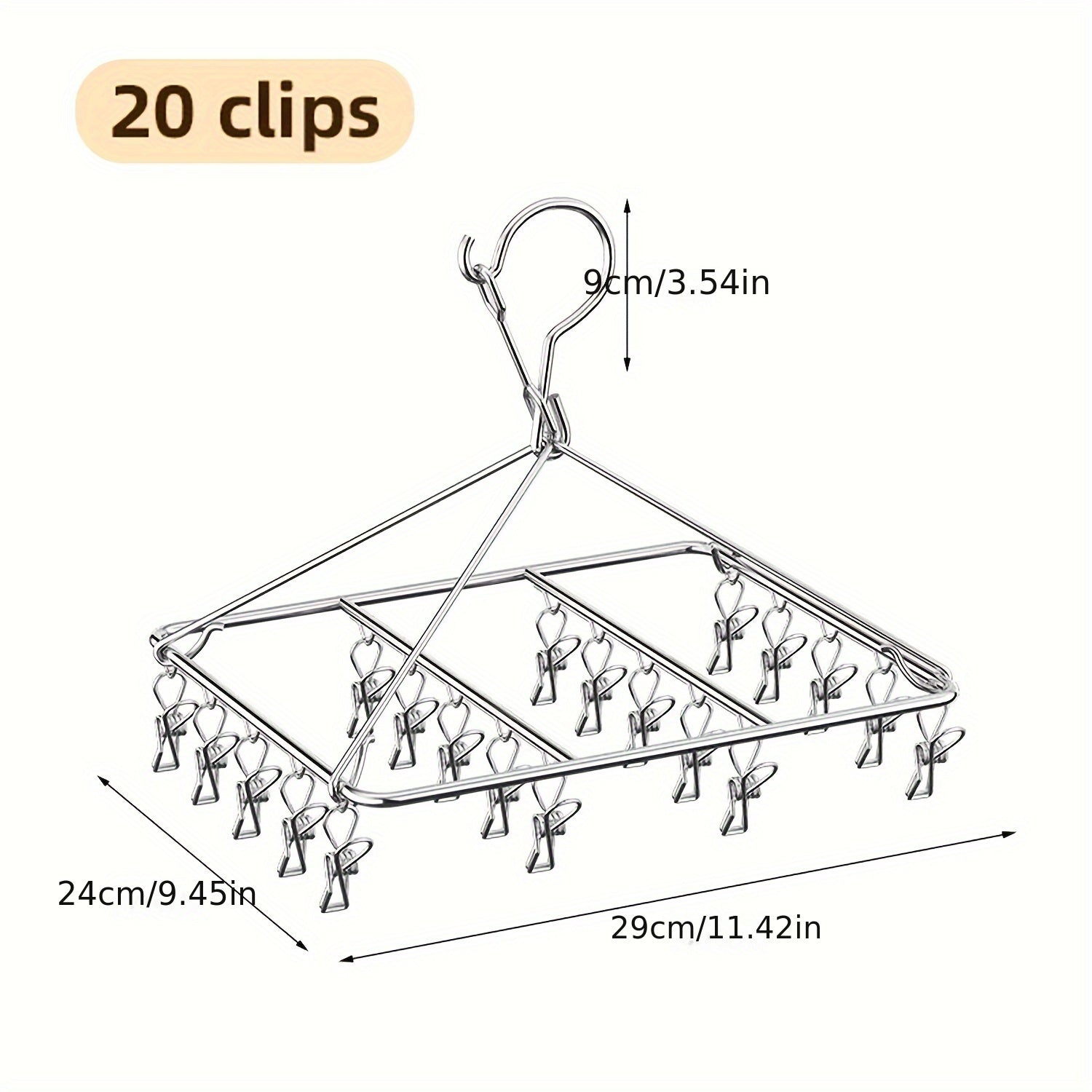 1pc Estante de Secado de Calcetines de Acero Inoxidable con Múltiples Clips - Gancho Giratorio a Prueba de Viento, Perfecto para Calcetines, Sujetadores y Ropa Interior - Accesorio Esencial para la Lavandería