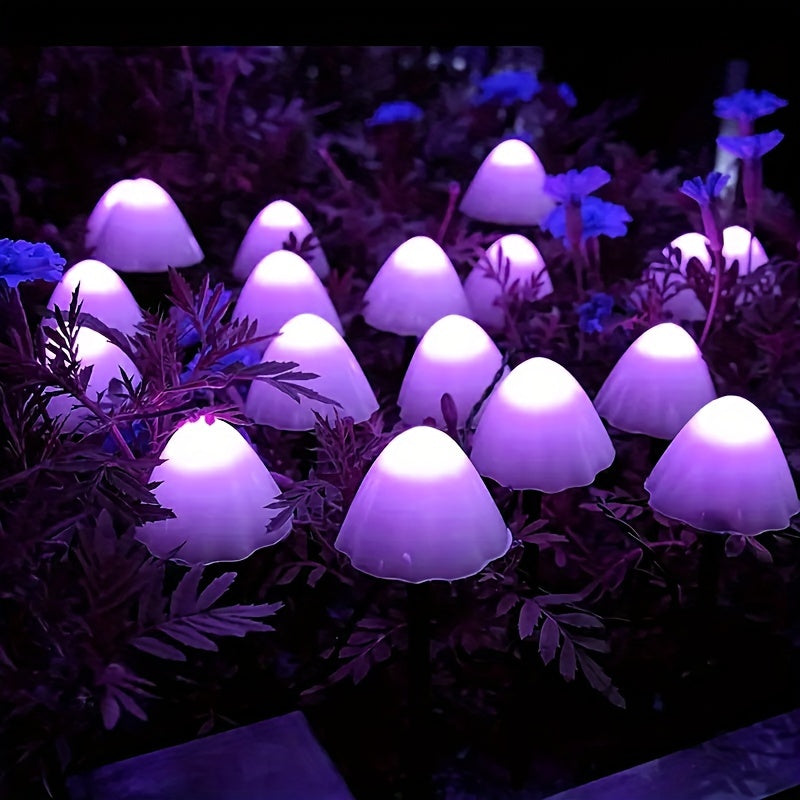 Un conjunto de luz solar en forma de hongo para el suelo con 8 funciones, cadena de luces LED para exteriores, luz ambiental navideña, decoración de patio jardín pasillo, luz de paisaje exterior para césped, 10L / 30L