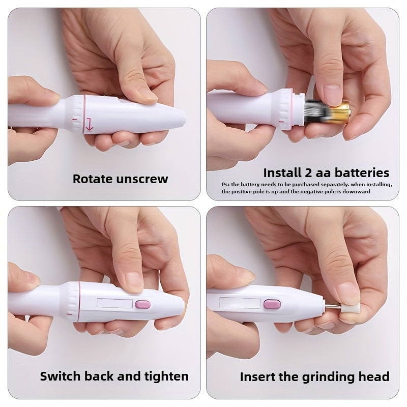 Amoladora y Pulidora de Uñas Eléctrica Portátil - 20000 RPM con Batería Inalámbrica, 5 Cabezales Intercambiables para Manicura, Pedicura, Eliminación de Cutículas en Beige Claro, Diseño Elegante, Accesorios Versátiles