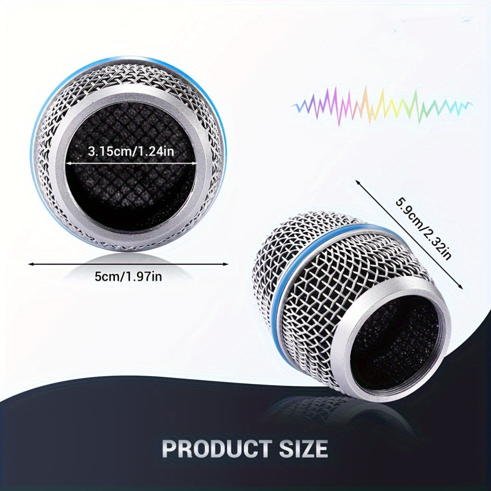 Cabeza de reemplazo de malla metálica para SM58/BETA58/BETA87 de BOMGE - Ventilación de micrófono de mano de hierro duradera para Shure BLX4/PGX4/QLXD4/SLX4/ULXD4, no necesita batería, equipo de audio profesional, acabado metálico elegante, construcción