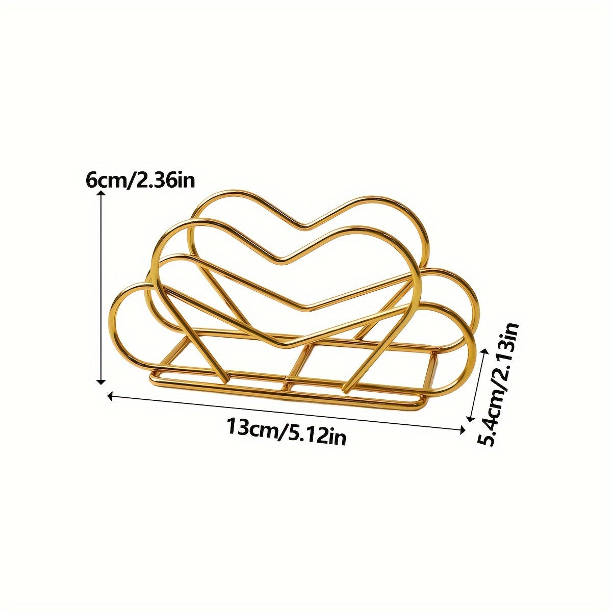 1pc Soporte para Servilletas de Hierro Fundido - Diseño de Corte en Forma de Corazón y Círculo, Organizador de Mesa Dorado/ para Hogar, Restaurante, Cafetería - Decoración Elegante para Fiestas (Hanukkah, Pascua, Acción de Gracias, Ramadán), Accesorio de