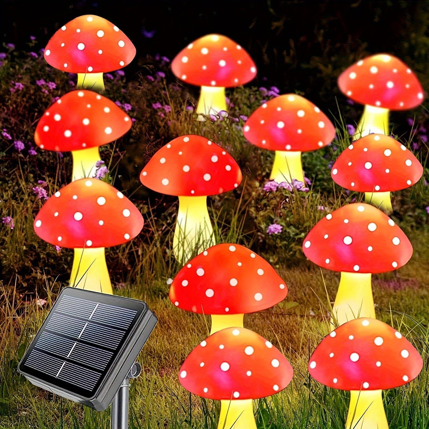 Luces solares en forma de hongo, 8/12/20 piezas, 8 modos para decoración de jardín exterior, iluminación para camping y festivales, decoración para caminos de césped, candelabros para fiestas, iluminación exterior para RV