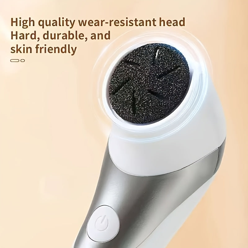 Removedor eléctrico de callos recargable por USB, herramienta de pedicura portátil con rodillos intercambiables para pies suaves y lisos, limpieza profunda y eliminación de piel muerta, diseño en blanco y gris, herramienta de pedicura para el hogar, mate