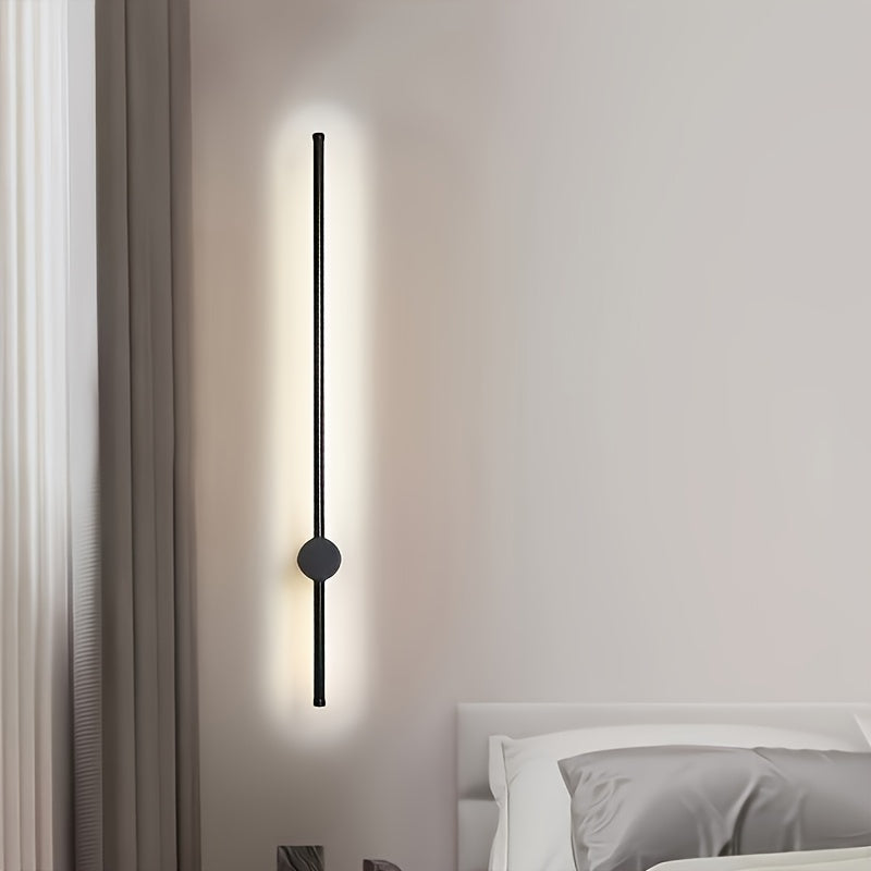 1pc Luz de Pared Lineal LED Giratoria Moderna, Regulable y Semienterrada, Pantalla Metálica, Incluye Herrajes de Instalación, Adecuada para Dormitorio, Balcón, Restaurantes, Escaleras, Hoteles, Centros Comerciales, Bares - No Requiere Batería