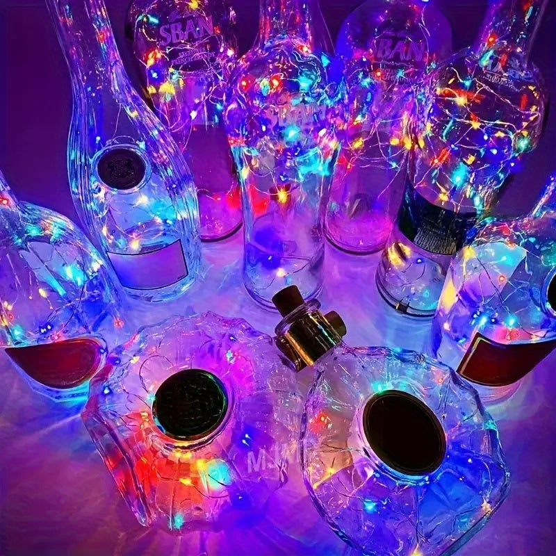Luz LED para botella de vino - Luces de cuerda de hada de corcho LED de colores, control de botón alimentado por batería para Navidad, fiestas, bodas y decoración del hogar - Decoración interior de plástico, iluminación de festivales, atmósfera de fiesta