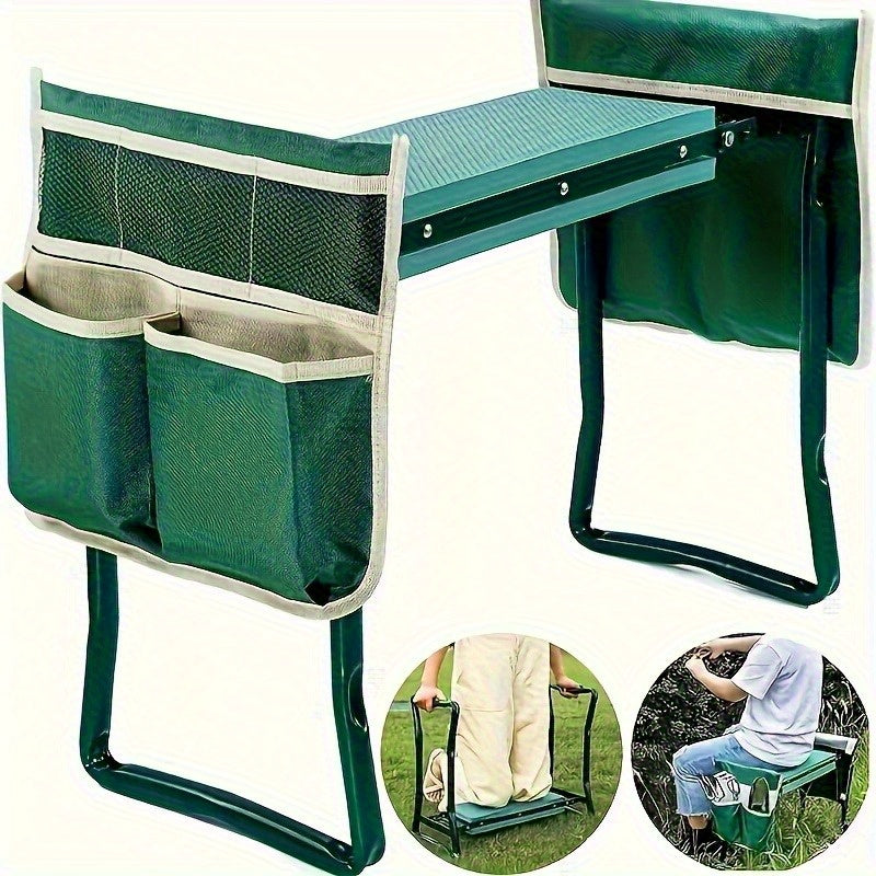 Taburete de Jardinería Oxford Nuevo y Duradero con Bolsa para Herramientas - Organizador Portátil Multiusos para Cuidado del Jardín, Patio y Césped, Bolsa de Almacenamiento para Herramientas de Jardinería